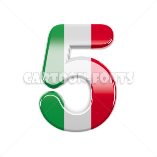 Italian numeral 5 - 3d digit - Cartoon fonts - High quality 3d letters and signs illustrations