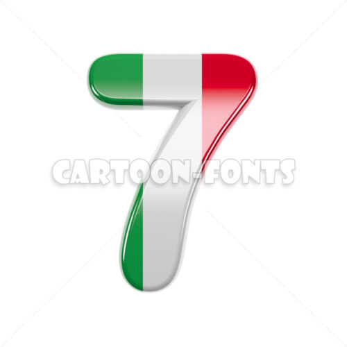 Italy flag numeral 7 - 3d digit - Cartoon fonts - High quality 3d letters and signs illustrations