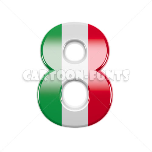 Italy flag numeral 8 - 3d number - Cartoon fonts - High quality 3d letters and signs illustrations