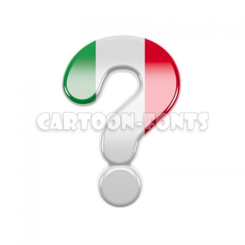 Italy flag interrogation point - 3d symbol - Cartoon fonts - High quality 3d letters and signs illustrations