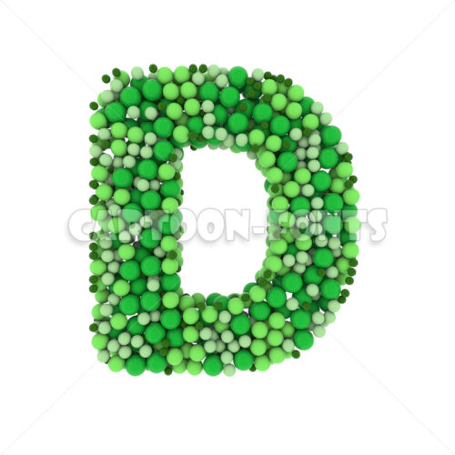 Green balls letter D - Large 3d font - Cartoon fonts - High quality 3d letters and signs illustrations