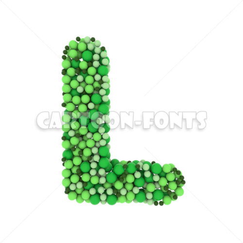 Green balls letter L - Upper-case 3d font - Cartoon fonts - High quality 3d letters and signs illustrations