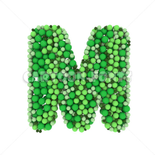 Green balls font M - large 3d character - Cartoon fonts - High quality 3d letters and signs illustrations