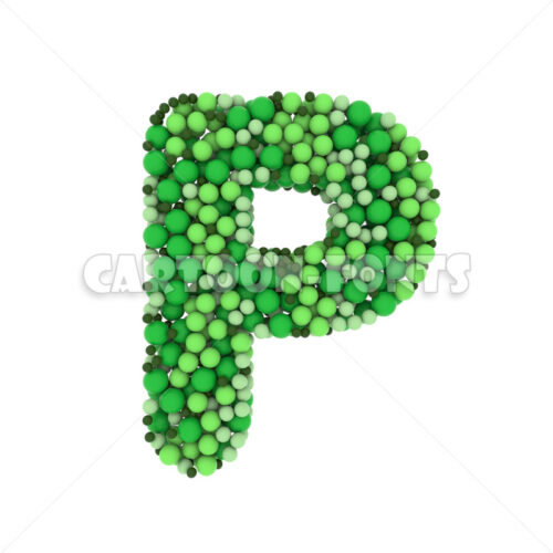Green balls letter P - large 3d character - Cartoon fonts - High quality 3d letters and signs illustrations