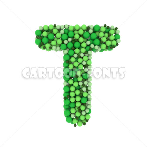 green bubbles font T - large 3d character - Cartoon fonts - High quality 3d letters and signs illustrations