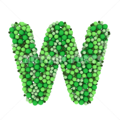 green bubbles character W - Upper-case 3d font - Cartoon fonts - High quality 3d letters and signs illustrations