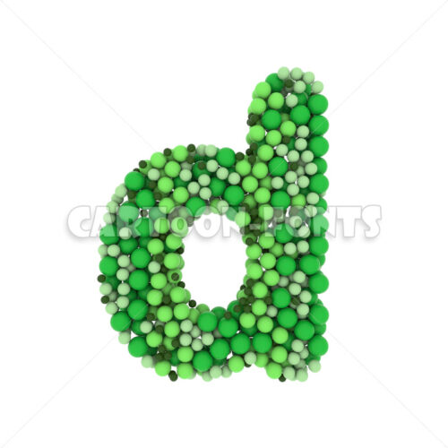 Green balls character D - Lower-case 3d letter - Cartoon fonts - High quality 3d letters and signs illustrations