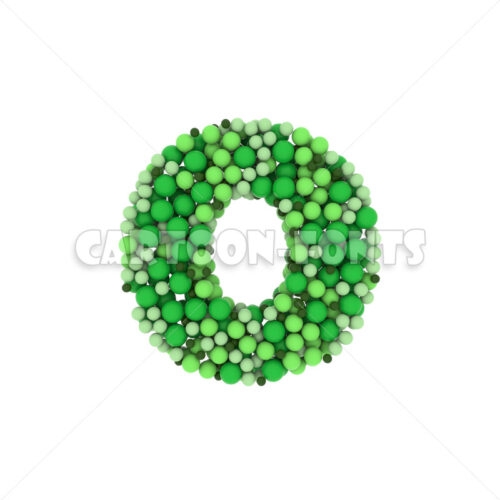 Green balls character O - Lower-case 3d font - Cartoon fonts - High quality 3d letters and signs illustrations