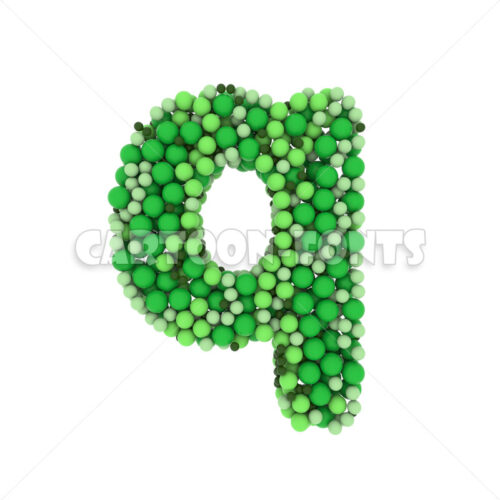 green bubbles character Q - lowercase 3d font - Cartoon fonts - High quality 3d letters and signs illustrations