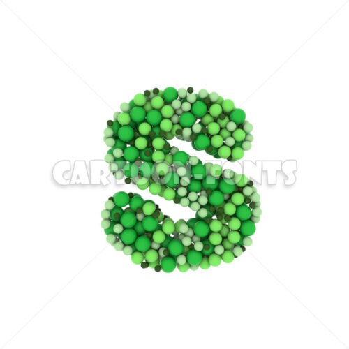 Green balls character S - Small 3d letter - Cartoon fonts - High quality 3d letters and signs illustrations