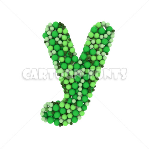 Green balls font Y - Minuscule 3d character - Cartoon fonts - High quality 3d letters and signs illustrations