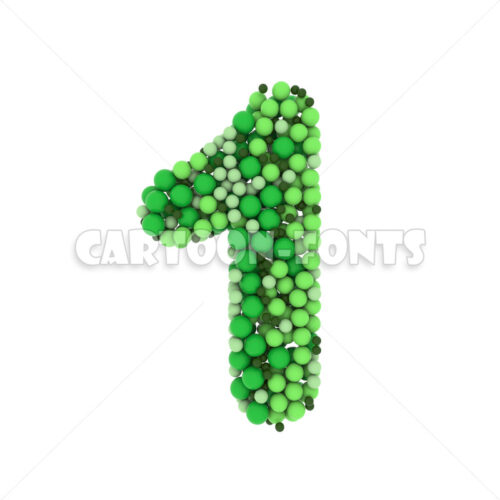 green bubbles numeral 1 - 3d digit - Cartoon fonts - High quality 3d letters and signs illustrations
