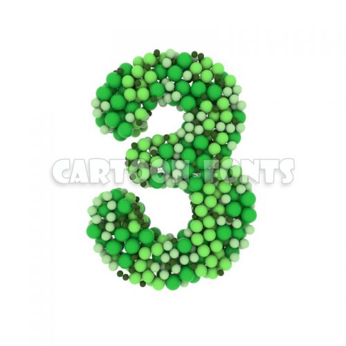 colored marbles numeral 3 - 3d digit - Cartoon fonts - High quality 3d letters and signs illustrations