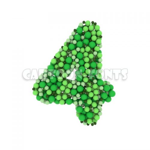 green bubbles numeral 4 - 3d number - Cartoon fonts - High quality 3d letters and signs illustrations