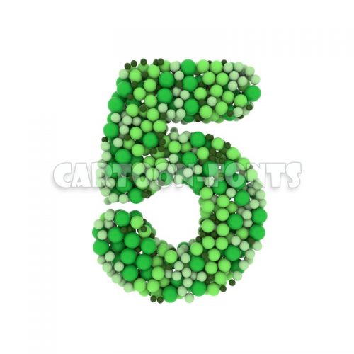 Green balls numeral 5 - 3d digit - Cartoon fonts - High quality 3d letters and signs illustrations