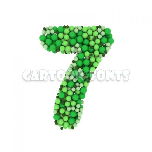 colored marbles numeral 7 - 3d digit - Cartoon fonts - High quality 3d letters and signs illustrations
