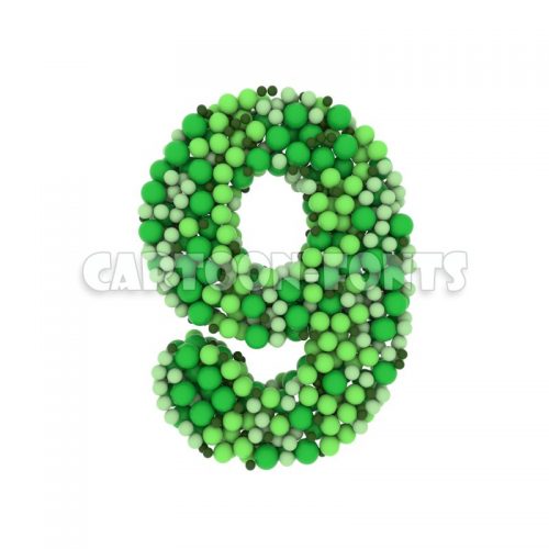 colored marbles numeral 9 - 3d digit - Cartoon fonts - High quality 3d letters and signs illustrations