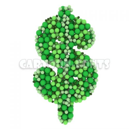 colored marbles dollar money - 3d Currency symbol - Cartoon fonts - High quality 3d letters and signs illustrations