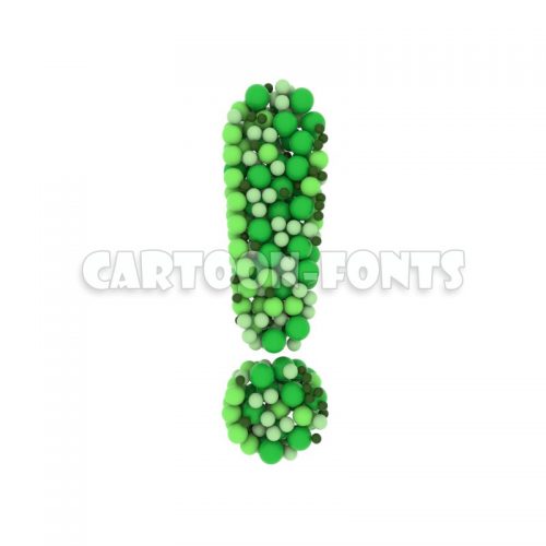 green bubbles exclamation point - 3d sign - Cartoon fonts - High quality 3d letters and signs illustrations