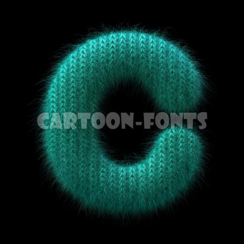 knitted character C - Uppercase 3d font - Cartoon fonts - High quality 3d letters and signs illustrations
