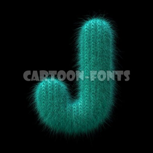 Wool knit letter J - capital 3d font - Cartoon fonts - High quality 3d letters and signs illustrations