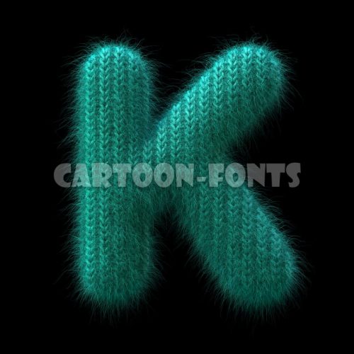 knitted character K - Uppercase 3d letter - Cartoon fonts - High quality 3d letters and signs illustrations