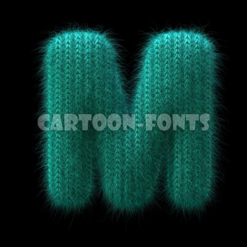 wool font M - large 3d character - Cartoon fonts - High quality 3d letters and signs illustrations
