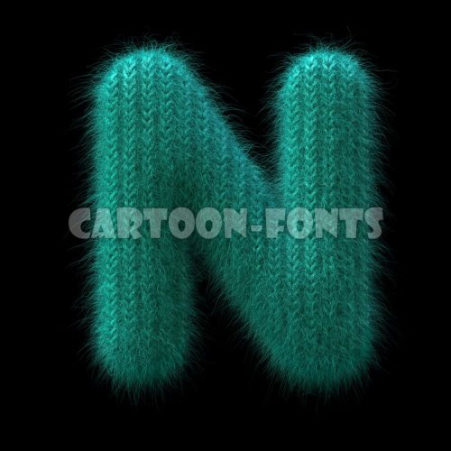 wool character N - Upper-case 3d font - Cartoon fonts - High quality 3d letters and signs illustrations