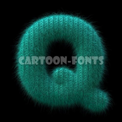 knit letter Q - capital 3d font - Cartoon fonts - High quality 3d letters and signs illustrations