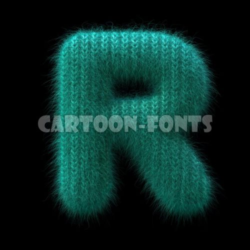knit character R - Upper-case 3d letter - Cartoon fonts - High quality 3d letters and signs illustrations