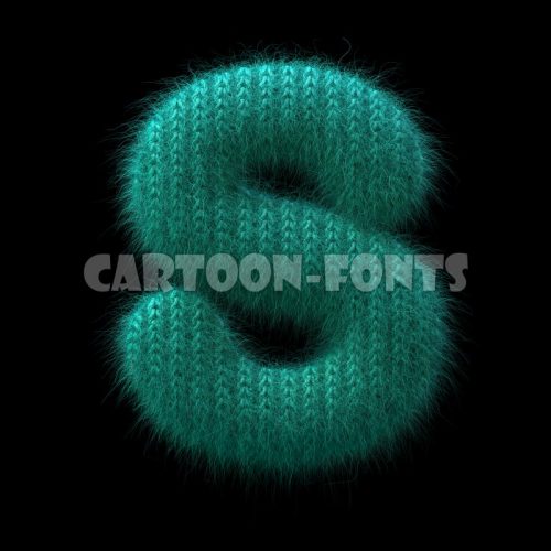 knitted character S - large 3d font - Cartoon fonts - High quality 3d letters and signs illustrations
