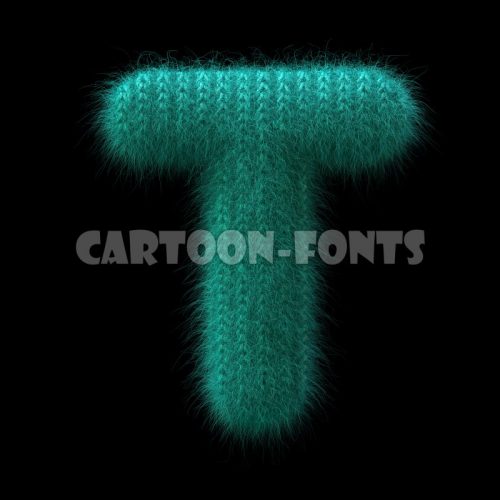Wool knit font T - large 3d character - Cartoon fonts - High quality 3d letters and signs illustrations