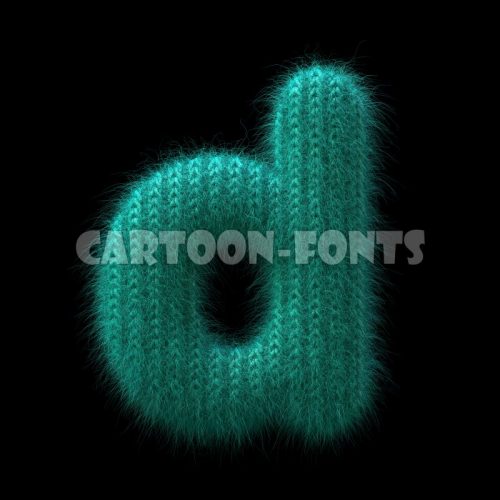 wool character D - Lower-case 3d letter - Cartoon fonts - High quality 3d letters and signs illustrations