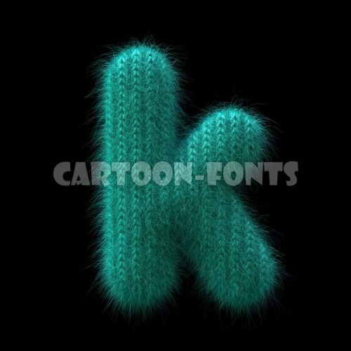 Wool knit font K - Minuscule 3d character - Cartoon fonts - High quality 3d letters and signs illustrations