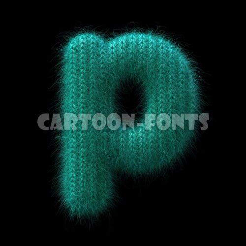 wool letter P - Lower-case 3d character - Cartoon fonts - High quality 3d letters and signs illustrations