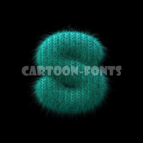 wool character S - Small 3d letter - Cartoon fonts - High quality 3d letters and signs illustrations