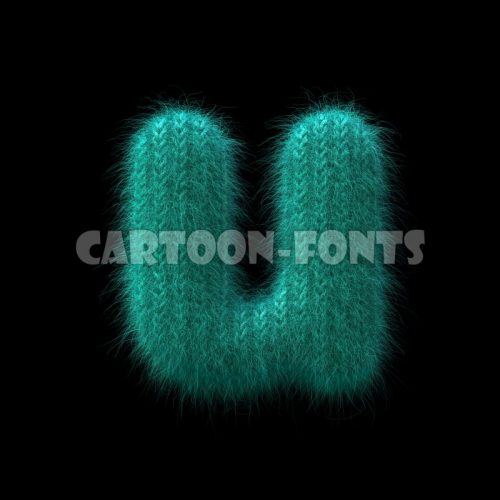 knit font U - lowercase 3d character - Cartoon fonts - High quality 3d letters and signs illustrations