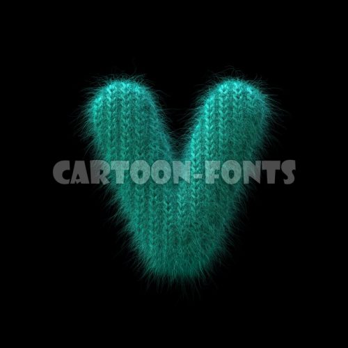 knit character V - Minuscule 3d font - Cartoon fonts - High quality 3d letters and signs illustrations