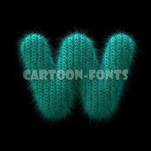 Wool knit font W - Small 3d letter - Cartoon fonts - High quality 3d letters and signs illustrations