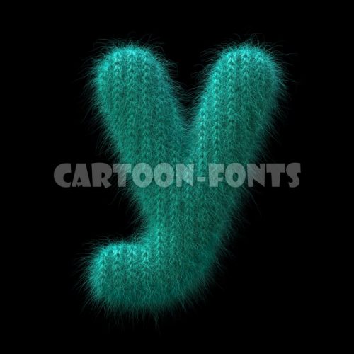 wool font Y - Minuscule 3d character - Cartoon fonts - High quality 3d letters and signs illustrations