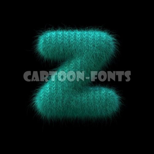 knit letter Z - lowercase 3d character - Cartoon fonts - High quality 3d letters and signs illustrations