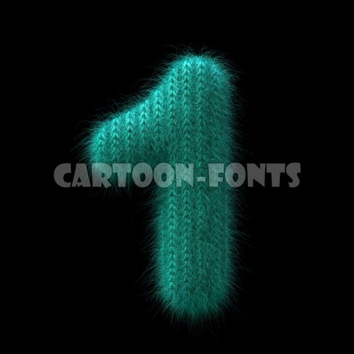 Wool knit numeral 1 - 3d digit - Cartoon fonts - High quality 3d letters and signs illustrations