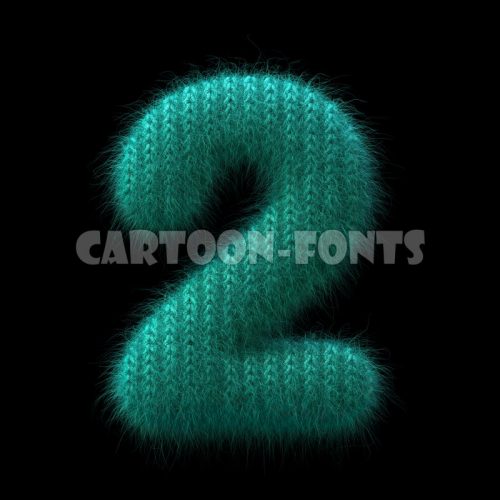 Wool knit numeral 2 - 3d number - Cartoon fonts - High quality 3d letters and signs illustrations
