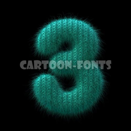 knit numeral 3 - 3d digit - Cartoon fonts - High quality 3d letters and signs illustrations
