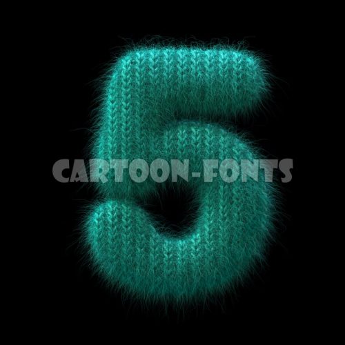 wool numeral 5 - 3d digit - Cartoon fonts - High quality 3d letters and signs illustrations