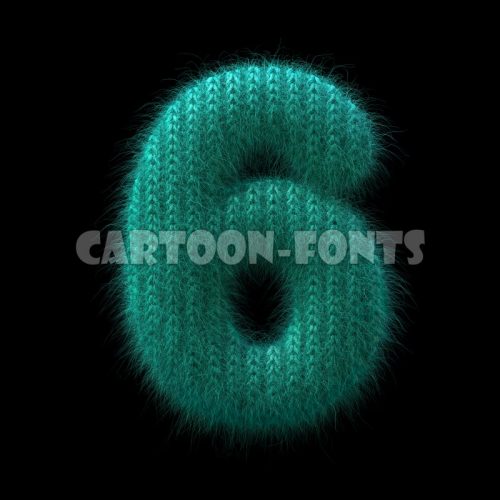 knit numeral 6 - 3d number - Cartoon fonts - High quality 3d letters and signs illustrations