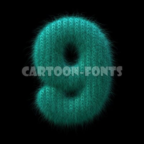 knit numeral 9 - 3d digit - Cartoon fonts - High quality 3d letters and signs illustrations
