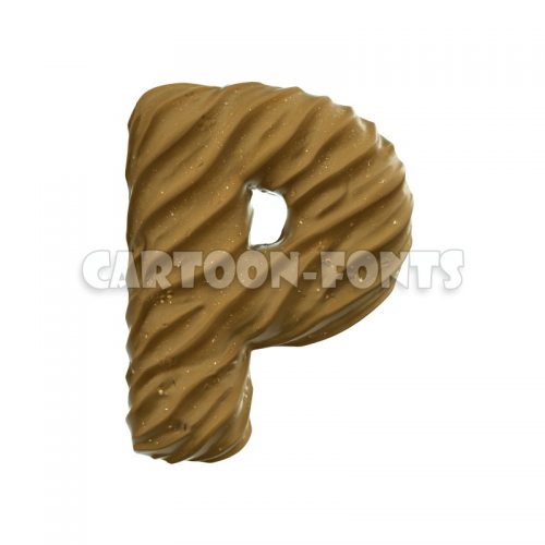 wet sand letter P - large 3d character - Cartoon fonts - High quality 3d letters and signs illustrations