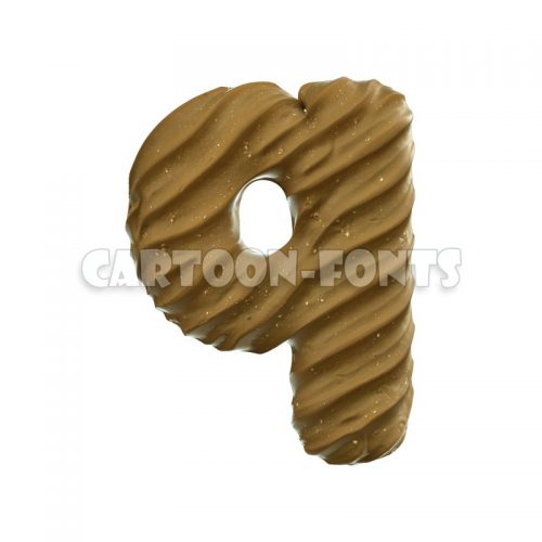 rippled sand character Q - lowercase 3d font - Cartoon fonts - High quality 3d letters and signs illustrations