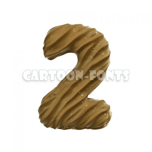 rippled sand numeral 2 - 3d number - Cartoon fonts - High quality 3d letters and signs illustrations